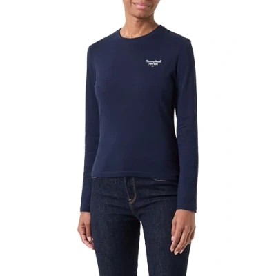 Abbildung von Tommy Jeans Essential LOGO Langarmshirt, Damen, Größe: Large, Dark night navy