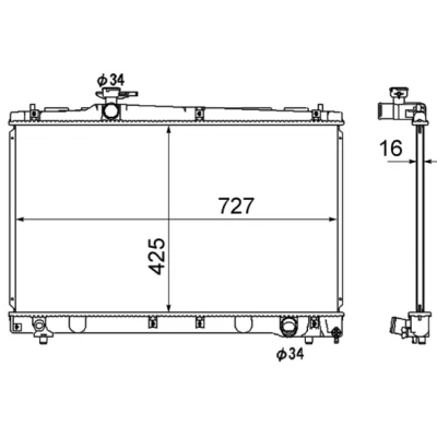 Abbildung von MAHLE ORIGINAL CR 1866 000S Kühler, Motorkühlung 727 425 16 Kühlrippen gelötet TOYOTA: Avensis Verso