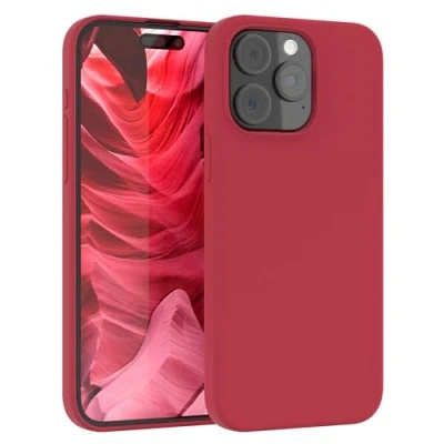 Abbildung von EAZY CASE Premium Silikon Handyhülle kompatibel mit iPhone 15 Pro Max Slimcover Kameraschutz und Innenfutter, Silikonhülle, Schutzhülle, Bumper, Handy Case, Hülle, Softcase, Beere
