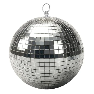 Abbildung von Discokugel mit Haken zum Aufhängen 18 cm Spiegelkugel Echtglas Facetten in Silber Party Lichteffekt Hängekugel Mirrorball Disco Kugel
