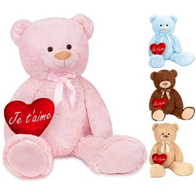 Abbildung von BRUBAKER Kuscheltier XXL Teddybär 100 cm mit Je t&#039;aime Herz (1 St., Schleife), großer Teddy Bär, Stofftier Plüschtier