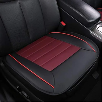 Abbildung von Weich Sitzauflagen Auto Autositzberzüge Sitzkissen für Vordersitze mit PU Leder (Schwarz rot,Vordersitzkissen)