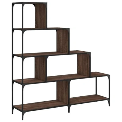 Abbildung von vidaXL Bücherregal, Treppenregal 4 Etagen, Standregal für Wohnzimmer Schlafzimmer Büro, Raumteiler Stufenregal Regal, Braun Eichen Optik Holzwerkstoff