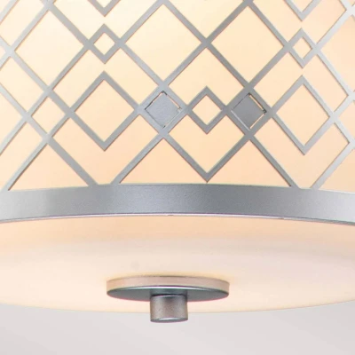 Abbildung von Elstead Lighting ZIGGY 1P S LS Hängeleuchte E27 1x40W Stahl Silber lackiert, Glas H:23.5cm B:25.4cm dimmbar, mit Diffusor