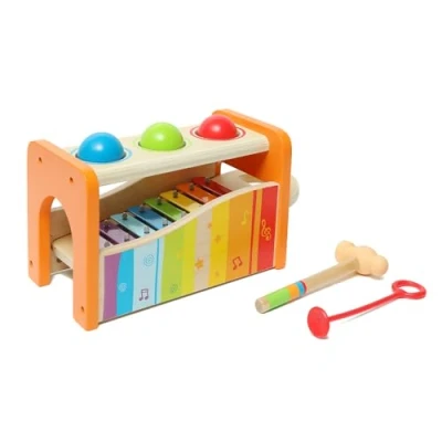 Abbildung von Hape Xylophon und Hammerspiel mit ausziehbarem Xylophon, multifunktionales Holzspielzeug, ab 12 Monaten