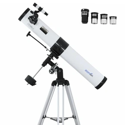 Abbildung von Zoomion Voyager 76/900 EQ Spiegelteleskop Astronomisches Teleskop Set mit Stativ, Montierung und Okulare für Kinder Einsteiger der Astronomie