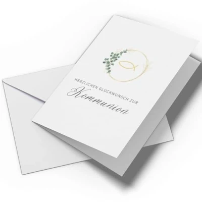 Abbildung von Glückwunschkarte Kommunion Set aus Din A6 Klappkarte und Umschlag Erstkommunion Karte, Kommunionkarten Glückwunsch (Variante: Karte Minimalistisch)