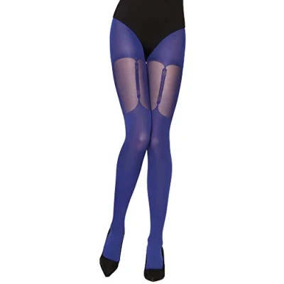 Abbildung von Merry Style Damen Strumpfhose mit Muster Strapsstrümpfe Optik 40 DEN MS 260 (Cobalt, M (36 40))