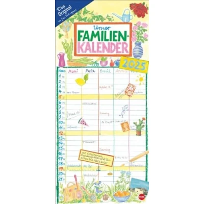 Abbildung von Gabi Kohwagner Unser Familienkalender 2025: Liebevoll illustrierter Kalender für Familien mit handschriftlichen Details. Wandkalender 2025 5 Spalten. (Familienplaner Heye)
