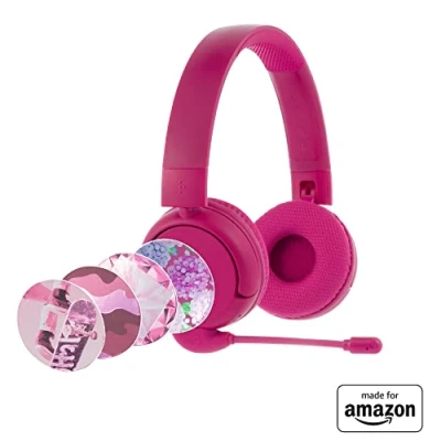 Abbildung von Brandneu und „Made for Amazon“: Bluetooth Kinderkopfhörer BuddyPhones PopTime Pro mit Lautstärkebegrenzung Bügelmikrofon (Alter: 3 12 Jahre), Pink