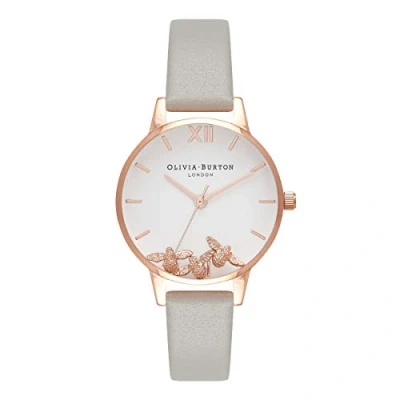 Abbildung von Olivia Burton Analog Quarzuhr für Damen mit Graues Lederarmband OB16CH03