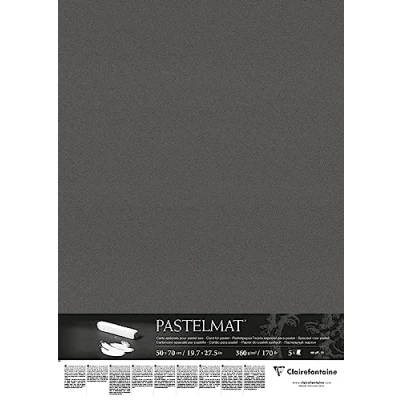 Abbildung von Clairefontaine 96009C Packung (mit 5 Zeichenbögen Pastelmat, 50 x 70 cm, 360 g, ideal für Trockentechniken und Pastell) anthrazit