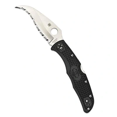 Abbildung von Spyderco, Taschenmesser, Matriarch 2 Lockback, Klinge: 8.9 cm, schwarz, Klappmesser, Wellenschliff, Taschenclip, satin finish