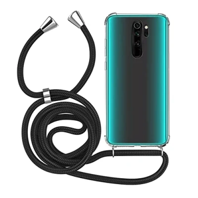 Abbildung von MyGadget Handykette für Xiaomi Redmi Note 8 Pro [ TPU Hülle mit verstellbaren Band ] Handyhülle Handyband zum Umhängen Kordel Schnur Case Schutzhülle Schwarz