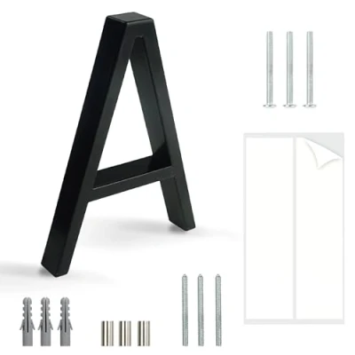 Abbildung von HASWARE Schwebendes Hausnummernschild: 5 Zoll (12cm) modernes Türschild auffällig für Straßennummern (A, Schwarz)