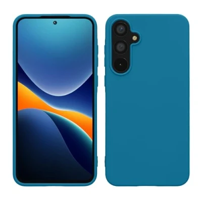 Abbildung von kwmobile Hülle kompatibel mit Samsung Galaxy A55 5G weiches TPU Silikon Case Cover geeignet für kabelloses Laden Karibikblau
