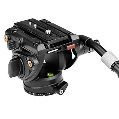Abbildung von Cayer Video Stativ Fluid Kopf mit Schnellwechselplatte, Teleskopgriff &amp; skalierte Basis für spiegellose, Kameras und DSLRs, kompatibel Gimbal Platte DJI RS Serie, K6