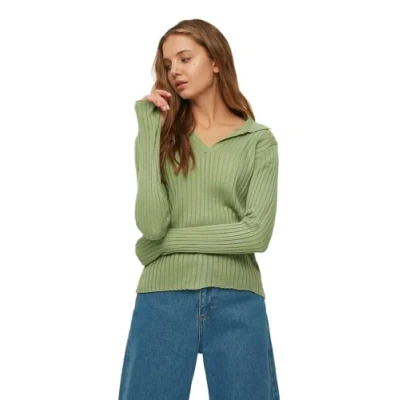 Abbildung von Trendyol Damen Choker Pullover mit hohem Halsausschnitt, einfarbig Sweatshirt, grün, Small