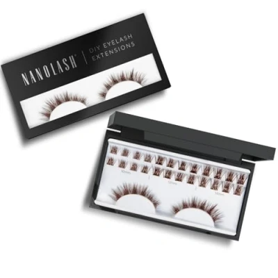 Abbildung von Cluster Wimpern zur DIY Wimpernverlängerung zu Hause Nanolash 36 Stück Extension selber machen,Wimpernverlängerung DIY, Falsche (Braun, HARMONY)