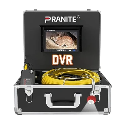 Abbildung von PRANITE Rohrkamera Kanalkamera 50M, 7&#039;&#039; Inspektionskamera mit Meter Skalenmarkierung und DVR, IP68 Wasserdicht AbflussKamera Industrie Endoskop 1000TVL für Kanalisationi 16GB SD Karte