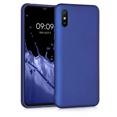 Abbildung von kwmobile Case kompatibel mit Xiaomi Redmi 9A / 9AT Hülle Schutzhülle aus Silikon metallisch schimmernd Handyhülle Metallic Blau