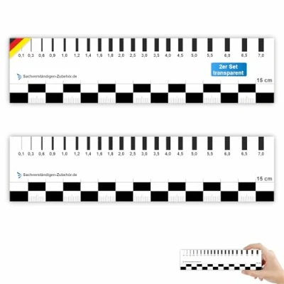 Abbildung von Sachverständigen Zubehör® Rissmonitor als [transparente Risskarte] 2er Set Messlehre Spaltmaß Risslineal Rissbreitenmesser Rissbreitenlineal Risskarte Sachverständiger