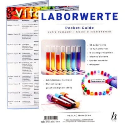 Abbildung von Laborwerte extra kompakt &amp; leicht verständlich Faltkarte A6 Patienten Ratgeber Fachliteratur: 56 Blut Normalwerte, Blutbild, 18 Tumormarker, ... Schilddrüsenhormone Vitamine