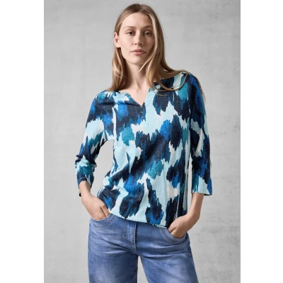 Abbildung von Cecil Bedrucktes Langarmshirt, Damen, Größe: Large, Blau