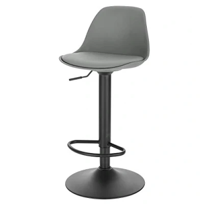 Abbildung von EUGAD 0650BY 1 Barhocker 1x Tresenhocker mit Rückenlehne, Barstühle Höhenverstellbar und 360 Drehbar, Zeitgenössisch für Esszimmer, Bar Grau