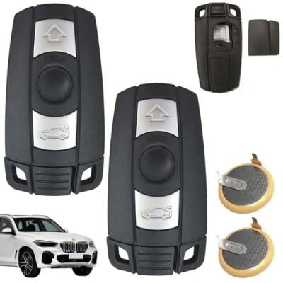 Abbildung von 2 STK Autoschlüssel Gehäuse Fernbedienung, mit 2* LIR2025 Batterie, Schlüsselhülle Cover kompatibel für BMW 1er 3er 5er 6er X1 X5, Schlüssel Fernbedienung