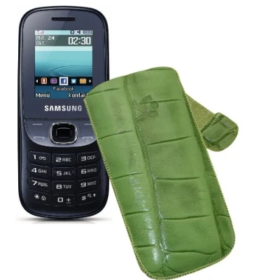 Abbildung von Suncase Original Tasche für/Samsung E1200 / E1200R E1200i Leder Etui Handytasche Ledertasche Schutzhülle Case Hülle Lasche mit Rückzugfunktion* In Croco Grün