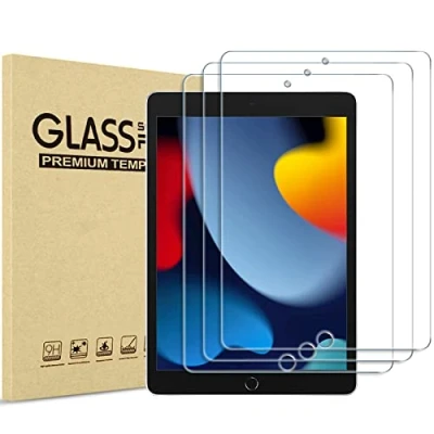 Abbildung von ProCase [3 Stück Schutzfolie für iPad 10,2 Zoll 9. / 8. 7. Generation 2021/2020/2019, Displayschutzfolie 9H Gehärtetes Glas Screen Protector Folie Klar