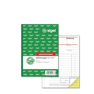 Abbildung von SIGEL SD033 Rechnungen A6, 2x40 Blatt, selbstdurchschreibend, 1 Stück, aus nachhaltigem Papier