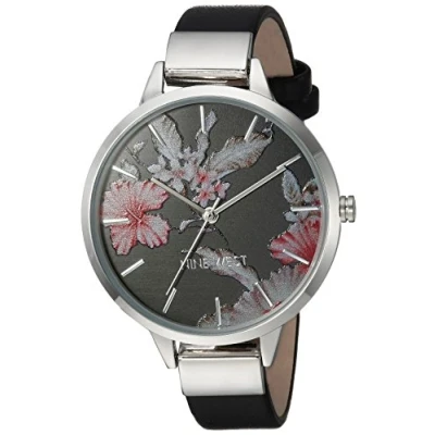 Abbildung von Nine West Damen Datum klassisch Quarz Uhr mit Leder Armband NW/2045BKBK