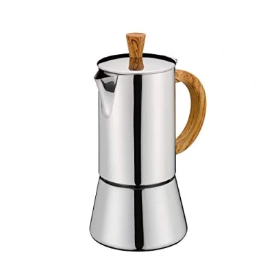 Abbildung von Cilio Espressokocher FIGARO , Edelstahl Für alle Herdarten geeignet Ø 8,5 cm Spülmaschinengeeignet Mokka Kanne 4 Tassen Camping Kaffeekocher