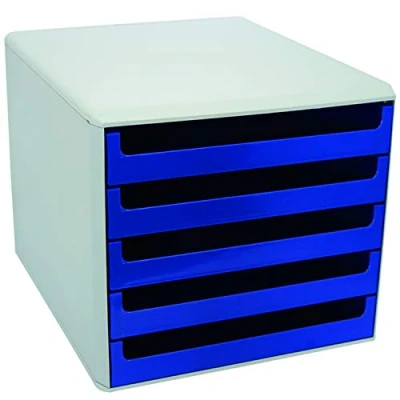 Abbildung von Schubladenbox, Gehäuse Hellgrau, Blau