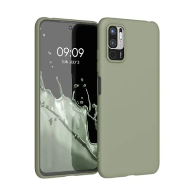 Abbildung von kwmobile Hülle kompatibel mit Xiaomi Redmi Note 10 5G weiches TPU Silikon Case Cover geeignet für kabelloses Laden Graugrün