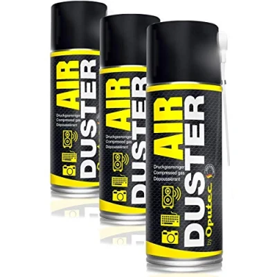 Abbildung von Oputec 3 x 400ml Druckluftspray Air Duster Druckgasreiniger Tastatur Reiniger Druckluftreiniger (Spar Set)