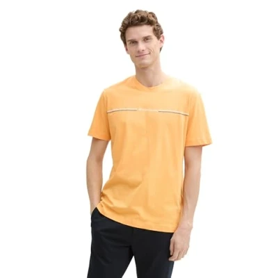 Abbildung von TOM TAILOR Herren 1037803 T Shirt mit Print, 37103 Peachy Orange, M