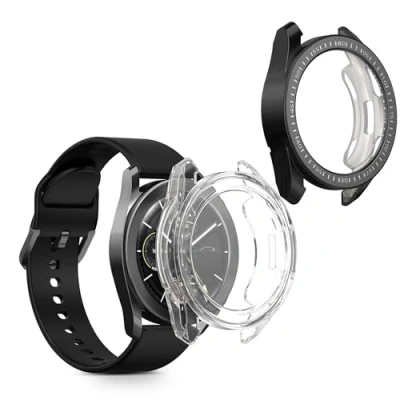 Abbildung von kwmobile 2X Schutzhülle kompatibel mit Xiaomi Watch S3 Hülle Fullbody Cover Set aus Silikon Transparent Schwarz