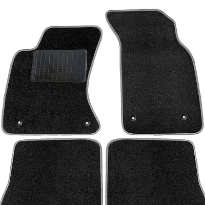 Abbildung von moto MOLTICO Fußmatten Auto Velours Autoteppiche Schwarz Automatten Set 4 teilig passend für Audi TT 8N 1998 2006 (Graue Ziernähte)