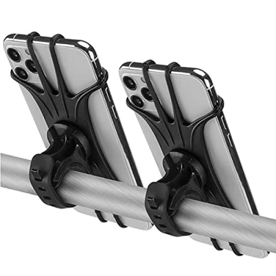 Abbildung von Kinizuxi Handyhalterung Fahrrad 2Stk, Handyhalter Motorrad Universal 360 Drehung Outdoor Halter für iPhone 13 12 11 Pro Max, Samsung, Smartphone