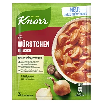 Abbildung von Knorr Fix Würzmischung Würstchen Gulasch für ein leckeres Fleischgericht, 44 g
