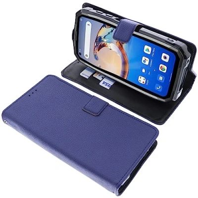Abbildung von foto kontor Tasche kompatibel mit Unihertz Tank Schutzhülle blau Book Style Case Handy Schutz Hülle Buch Wallet Handyhülle Cover Klapphülle Ständer Handytasche