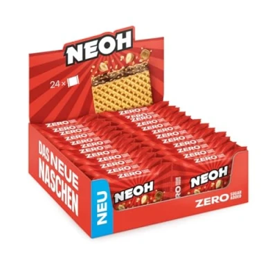 Abbildung von NEOH Haselnuss Knusperwaffeln 1g Zucker, 95 kcal, 21g Keto freundlich, Low Carb, ballaststoffreich Die neue Alternative zu traditionellen Süßigkeiten 24er Pack