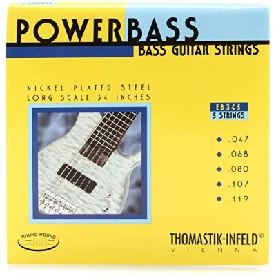 Abbildung von Thomastik 682816 Saiten für E Bass Power Magnecore Round Wound Hexcore, Satz EB345 5 string roundwound long scale 34 Zoll