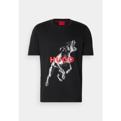 Abbildung von HUGO Deyladec Tshirt print, Herren, Größe: Small, Black