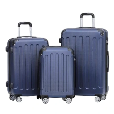 Abbildung von BEIBYE Hartschalen Koffer Trolley Rollkoffer Reisekoffer Sicherheit Zahlenschloß Zwillingsrolle ABS Material Handgepäck 4 Rollen (M L XL Set) (Dunkelblau,