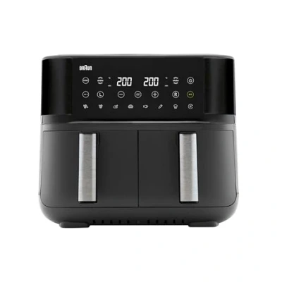 Abbildung von Braun Heißluftfritteuse TwinCook 3 TD3030IBK, 2 Kammern, 8L (4L + 4L), 80 200, Airfryer mit Sync Funktion, 8 Programme, einfache Reinigung, 2850W, Schwarz