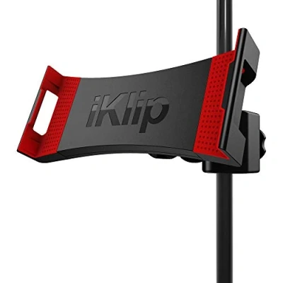 Abbildung von IK Multimedia iKlip 3 Universalständer auf Mikrofonständer für Tablets von 7 &quot;bis 12,9&quot; mit oder ohne Schutz, Zubehör Mikrofonständer, Befestigungsständer iPad